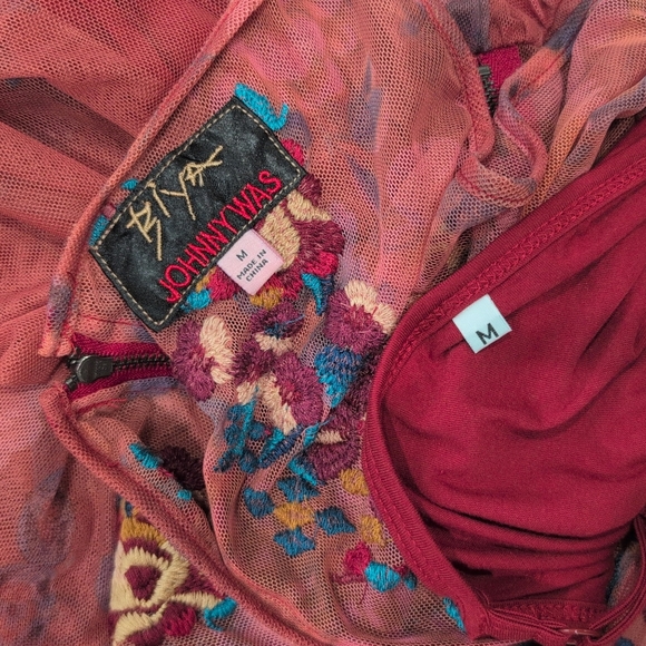 NWOT Johnny Was Biya Krioh Mesh Dress Red Medium - Picture 8 of 8